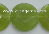 CKA268 15.5 inches 30mm faceted coin Korean jade gemstone beads