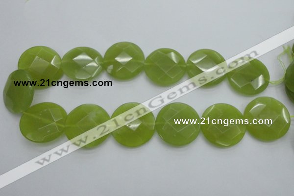 CKA268 15.5 inches 30mm faceted coin Korean jade gemstone beads