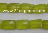 CKA280 15.5 inches 10*14mm faceted rectangle Korean jade gemstone beads
