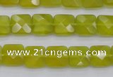 CKA285 15.5 inches 10*10mm faceted square Korean jade gemstone beads