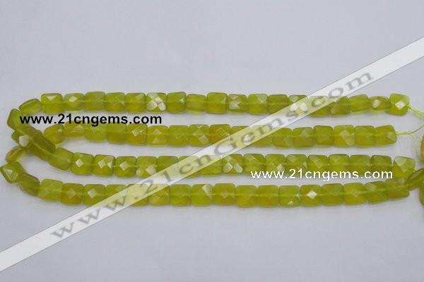 CKA285 15.5 inches 10*10mm faceted square Korean jade gemstone beads