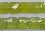 CKA286 15.5 inches 14*14mm faceted square Korean jade gemstone beads