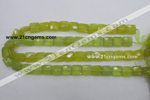 CKA286 15.5 inches 14*14mm faceted square Korean jade gemstone beads