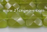 CKA287 15.5 inches 20*20mm faceted square Korean jade gemstone beads