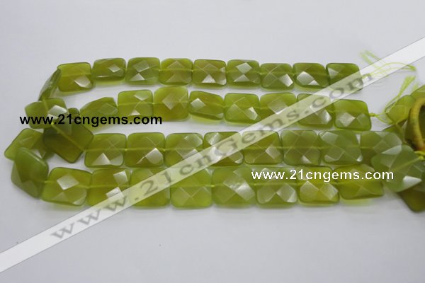 CKA287 15.5 inches 20*20mm faceted square Korean jade gemstone beads