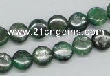 CKC107 16 inches 10mm flat round natural green kyanite beads wholesale