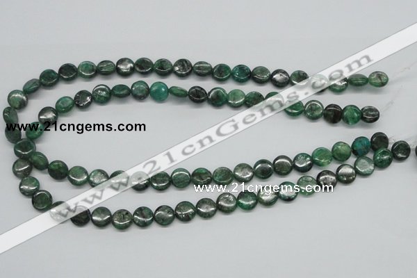 CKC107 16 inches 10mm flat round natural green kyanite beads wholesale