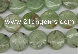 CKC254 15.5 inches 12mm flat round natural green kyanite beads