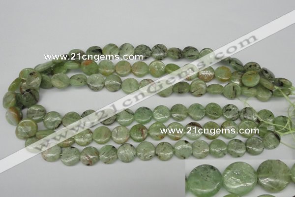 CKC254 15.5 inches 12mm flat round natural green kyanite beads