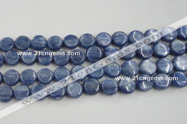 CKC514 15.5 inches 14mm flat round natural Brazilian kyanite beads