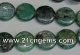 CKC60 15.5 inches 14mm flat round natural green kyanite beads