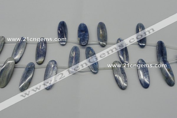 CKC77 Top drilled 12*35mm oval natural kyanite gemstone beads