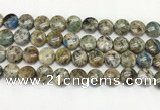 CKJ486 15.5 inches 10mm flat round natural k2 jasper beads