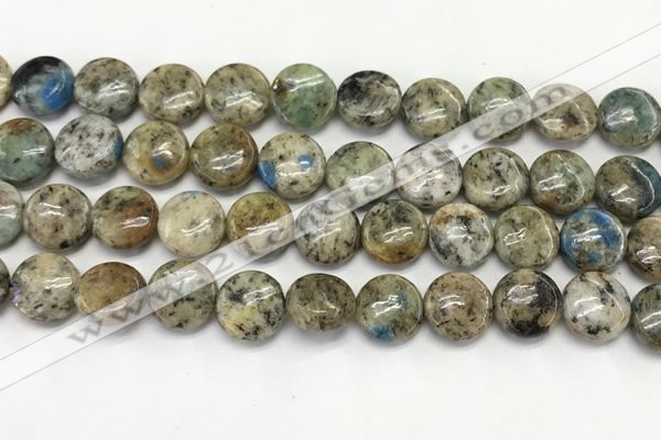 CKJ486 15.5 inches 10mm flat round natural k2 jasper beads