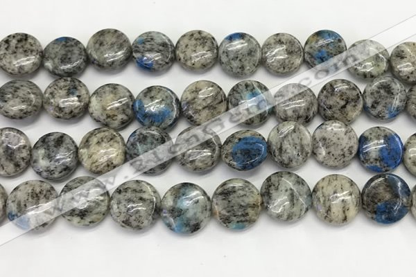 CKJ493 15.5 inches 11mm flat round natural k2 jasper beads