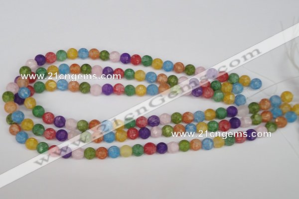 CKQ03 15.5 inches 8mm round matte dyed crackle quartz beads