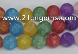 CKQ04 15.5 inches 10mm round matte dyed crackle quartz beads