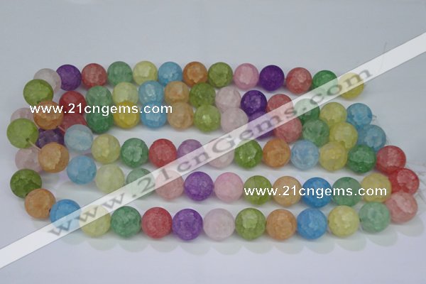 CKQ06 15.5 inches 14mm round matte dyed crackle quartz beads