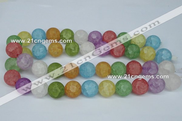 CKQ08 15.5 inches 18mm round matte dyed crackle quartz beads