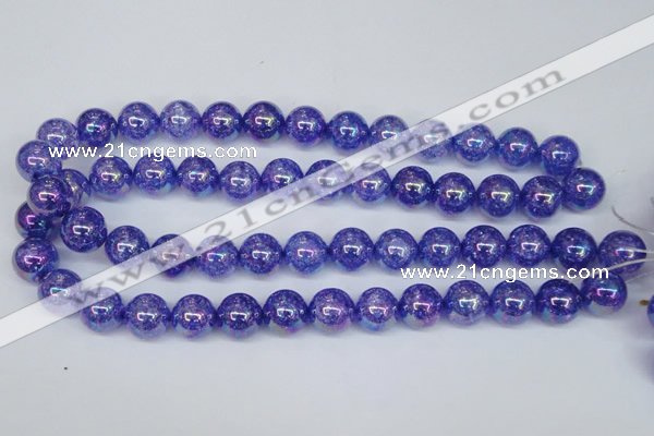 CKQ105 15.5 inches 14mm round AB-color dyed crackle quartz beads