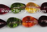 CKQ110 15.5 inches 12*18mm teardrop dyed crackle quartz beads