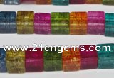 CKQ115 15.5 inches 8*8mm cube dyed crackle quartz beads