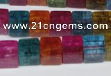 CKQ116 15.5 inches 10*10mm cube dyed crackle quartz beads