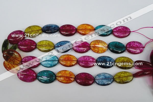 CKQ121 15.5 inches 18*25mm oval dyed crackle quartz beads