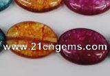 CKQ122 15.5 inches 20*30mm oval dyed crackle quartz beads