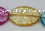 CKQ123 15.5 inches 30*40mm oval dyed crackle quartz beads