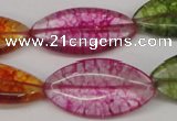 CKQ124 15.5 inches 15*30mm marquise dyed crackle quartz beads