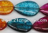 CKQ125 15.5 inches 18*25mm flat teardrop dyed crackle quartz beads