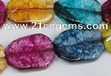 CKQ142 15.5 inches 18*25mm twisted rectangle dyed crackle quartz beads
