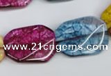 CKQ143 15.5 inches 20*30mm twisted rectangle dyed crackle quartz beads