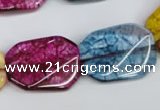 CKQ143 15.5 inches 20*30mm twisted rectangle dyed crackle quartz beads