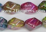 CKQ150 15.5 inches 15*20mm twisted rice AB-color crackle quartz beads