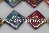 CKQ152 15.5 inches 20*20mm diamond AB-color crackle quartz beads