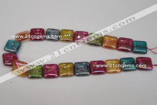 CKQ155 15.5 inches 20*20mm square AB-color crackle quartz beads