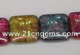 CKQ156 15.5 inches 25*25mm square AB-color crackle quartz beads