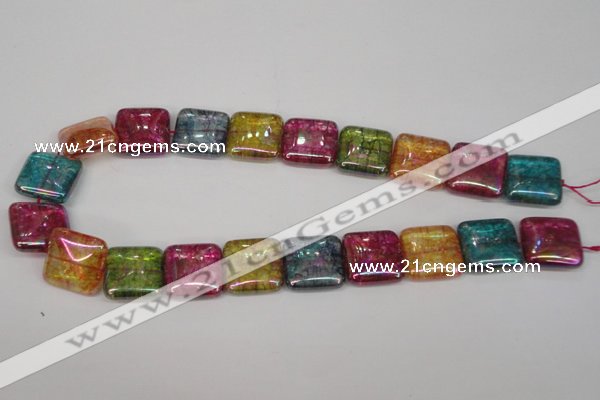 CKQ156 15.5 inches 25*25mm square AB-color crackle quartz beads