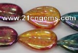 CKQ158 15.5 inches 18*25mm flat teardrop AB-color crackle quartz beads