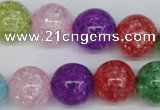 CKQ16 15.5 inches 14mm round dyed crackle quartz beads wholesale