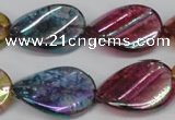 CKQ161 15.5 inches 18*25mm twisted oval AB-color crackle quartz beads