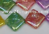 CKQ167 15.5 inches 20*20mm diamond AB-color crackle quartz beads