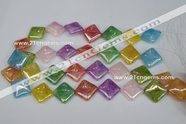 CKQ168 15.5 inches 25*25mm diamond AB-color crackle quartz beads