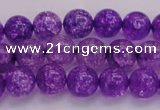 CKQ309 15.5 inches 8mm round dyed crackle quartz beads wholesale