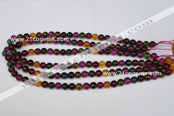 CKQ32 15.5 inches 8mm round dyed crackle quartz beads wholesale