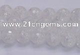 CKQ343 15.5 inches 6mm faceted round dyed crackle quartz beads