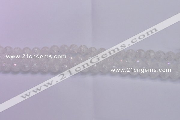 CKQ344 15.5 inches 8mm faceted round dyed crackle quartz beads
