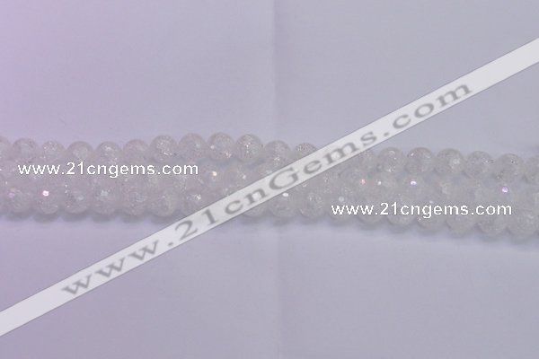 CKQ344 15.5 inches 8mm faceted round dyed crackle quartz beads